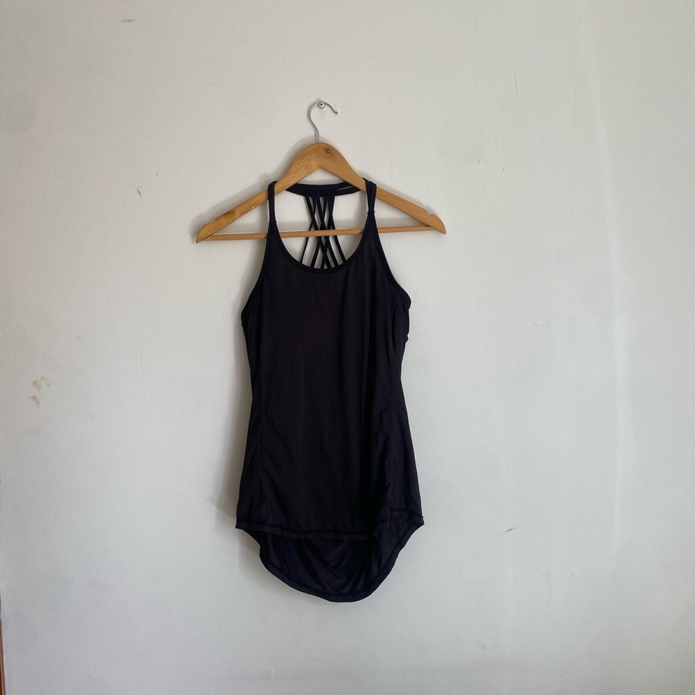 Black Strappy Women's Workout Top